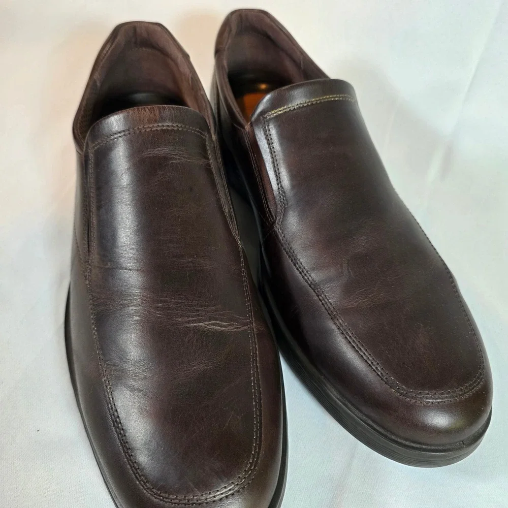 ECCO S-Lite Hybrid Mens 11-11.5 EU45 Dark Brown Leather Slip On Loafers Comfort